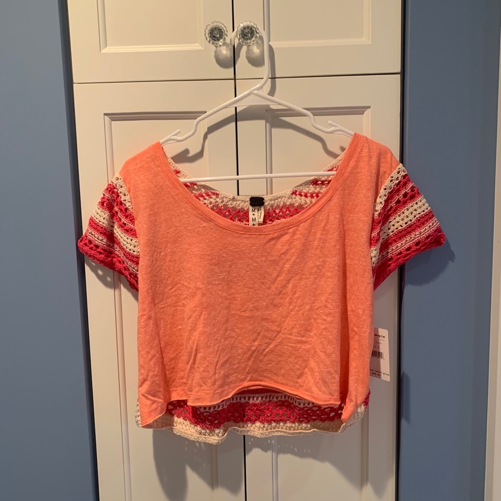 NEW Free People Cropped Crochet Tee